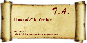 Timcsák Andor névjegykártya